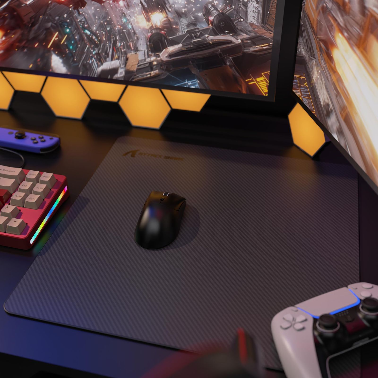 ATTACK SHARK ゲーミングマウスパッド 真 カーボンマウスパッド ゲーム用 炭素繊維 精密操作 強化エッジレーザー 滑り止め クロス表面 快適な表面 防水と汗に強い耐久性 プロフェッショナルeスポーツラージサイズマウスパッド 超薄型 中 CHRISTIANNAURATH_COM_BR