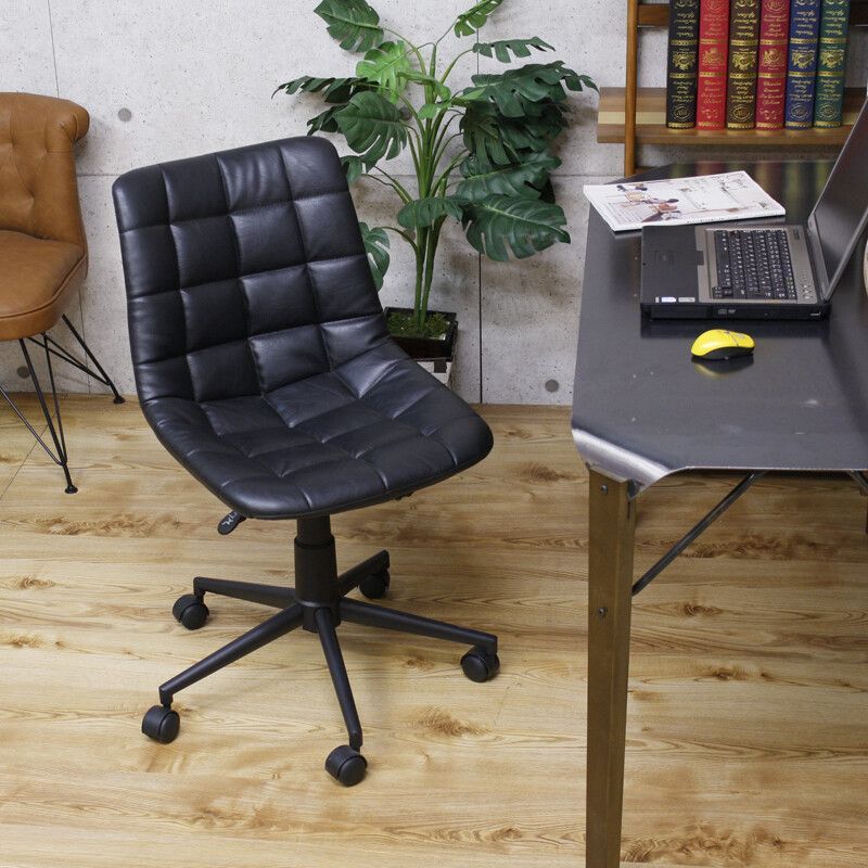 ♪レザー調 ワークチェア ブラック アンティーク オフィスチェア チェア