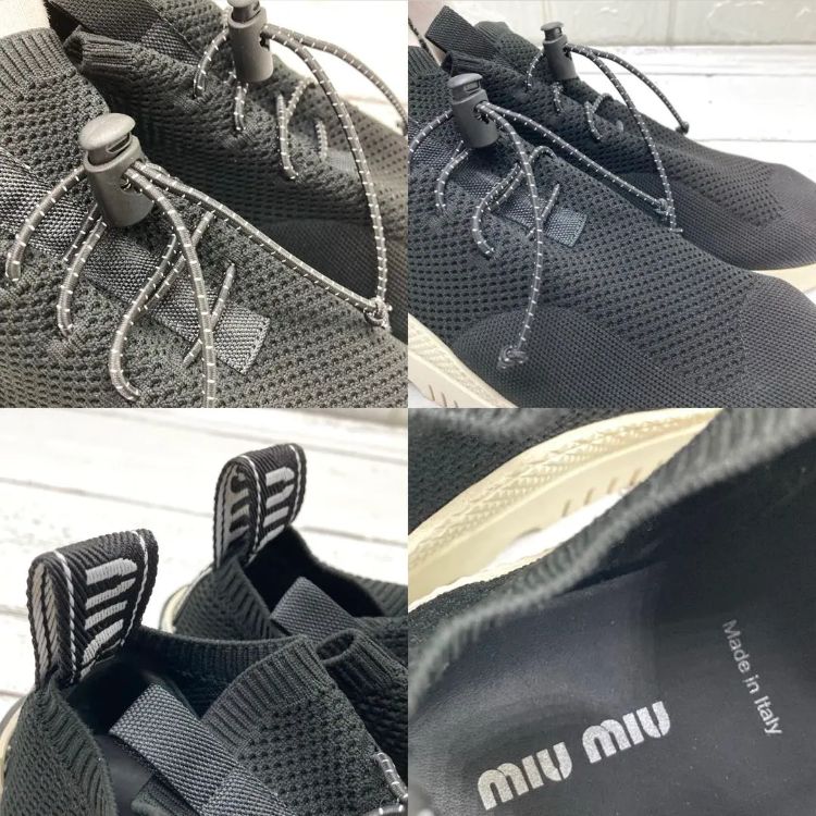 極美品❣️ ミュウミュウ MIU MIUニットスニーカーブラック黒23.5cm 