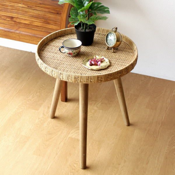 サイドテーブル - トレイシンプル＆エレガント、丸型 2段 2段 トレイ