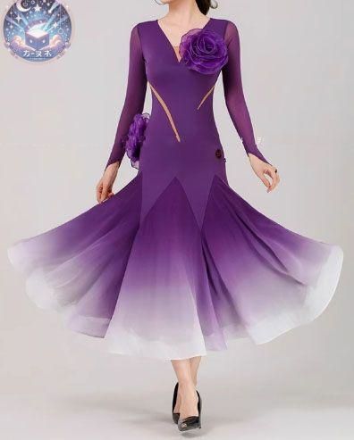 新品 未使用 新作 社交ダンスドレス 立体花 スタンダードドレス モダン