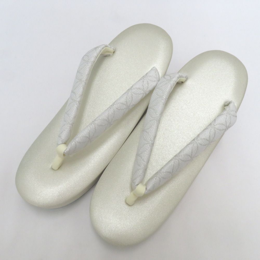 草履 白梅謹製 礼装用 LLサイズ 2枚芯 フォーマル ホワイト×シルバー シャンパンゴールド 七宝 25.5cm 日本製 牛皮底面