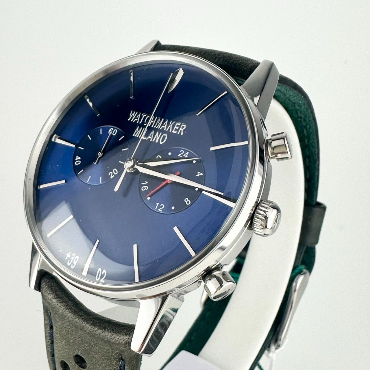 WATCHMAKER MILANO ウォッチメーカーミラノ 腕時計 ブルー 皮 WM.0BC.05 黒ナイロン製ペルロンストラップバンド付き