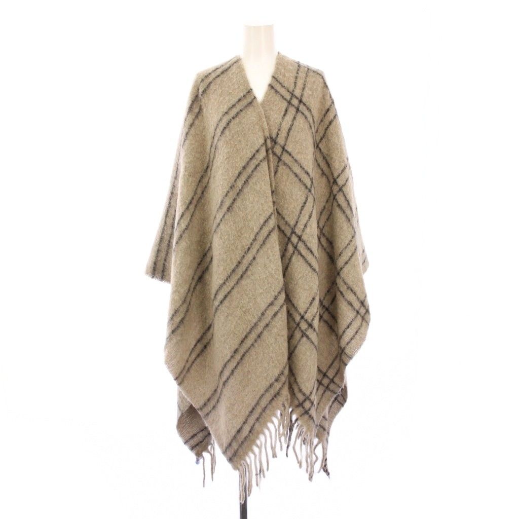 エンポリオアルマーニ EMPORIO ARMANI ストール フリンジ チェック柄 バイカラー グレージュ 黒 ブラック |BB