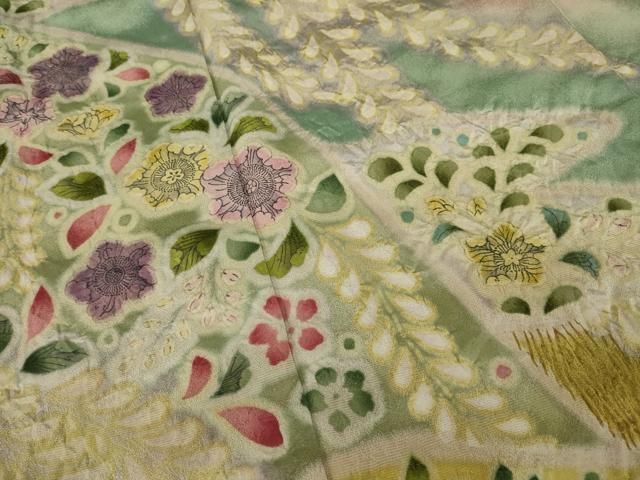 平和屋着物○豪華振袖 絞り 辻が花 遠山花文 金彩 金通し地 正絹 逸品  