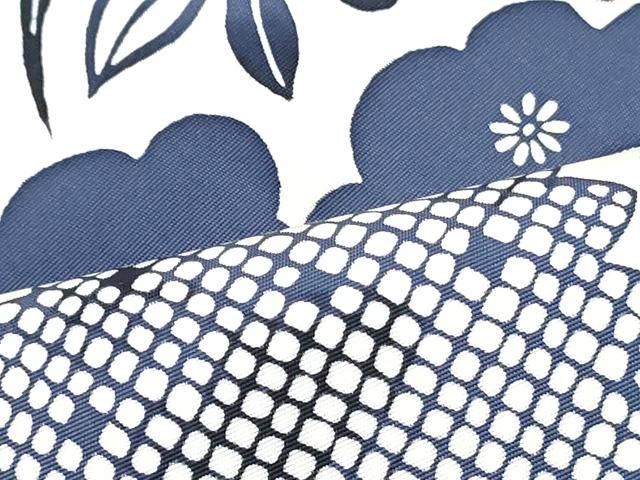 平和屋着物●塩瀬　全通柄九寸名古屋帯　型染め　草花松文　正絹　逸品　DAAV9079ob 平和屋着物○塩瀬 全通柄九寸名古屋帯 型染め 草花松文 正絹 逸品