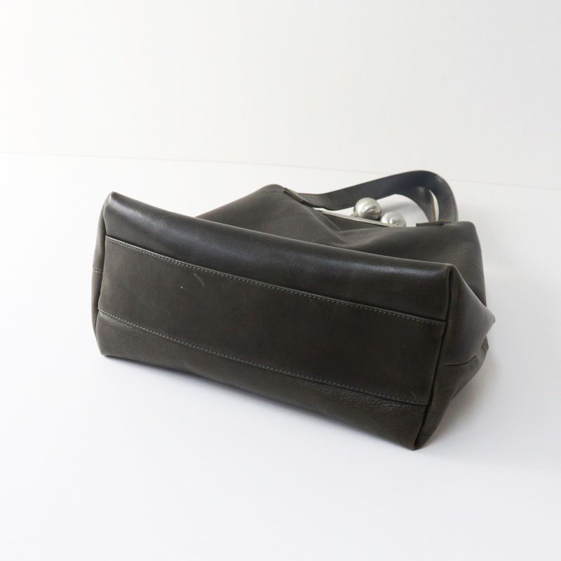 クレッシェント CRESCENT がま口 レザー トートバッグ /グレー系 