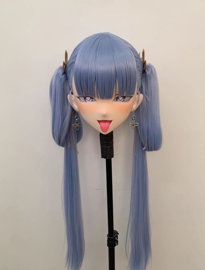 全頭マスク カツラ付き ロック付き NO.302 顔交換 ドール ヘッドロリータ人形 コスプレ 変身 仮装 着ぐるみ kigurumi 二次元美少女