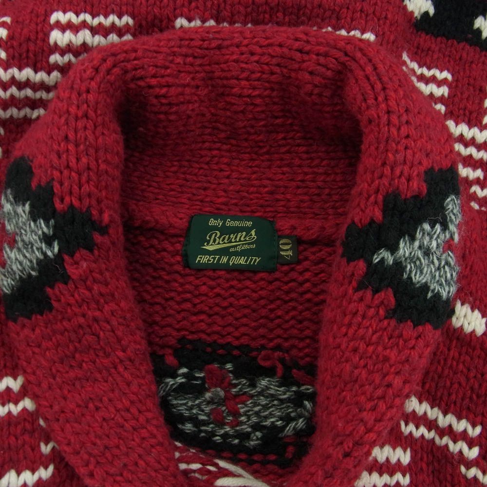 [希少]barns outfitters ショールカラーカーディガン　カウチン柄 BARNS OUTFITTERS バーンズ ショールカラー ネイティブ柄 ウール