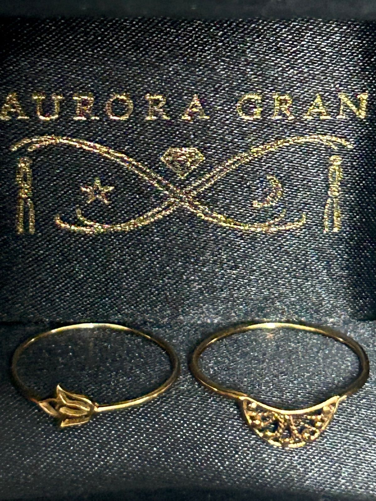 超目玉2点セットAURORA GRAN K10刻印ゴールドリング黄金サイズBOX