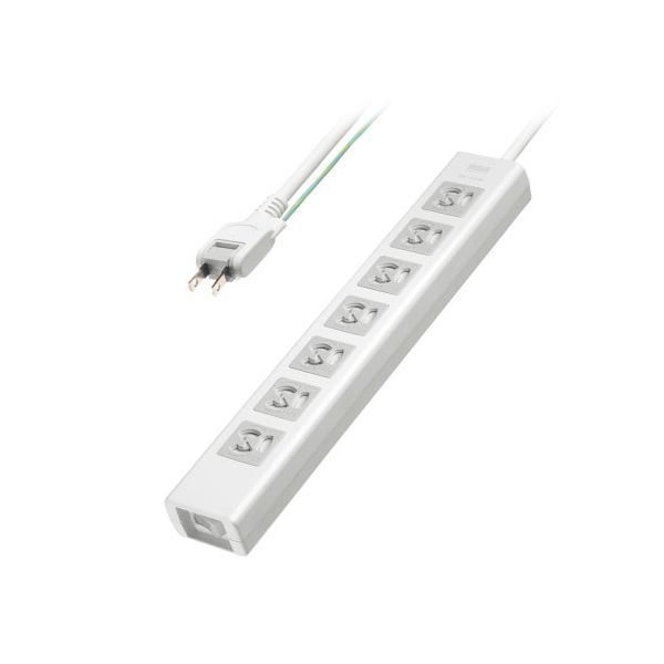 サンワサプライ 抜け止めシャッタータップ 3P抜け止め7個口 集中スイッチ 雷ガード 2Pスイングプラグ 5m ホワイト TAP-F37SH-5ZS