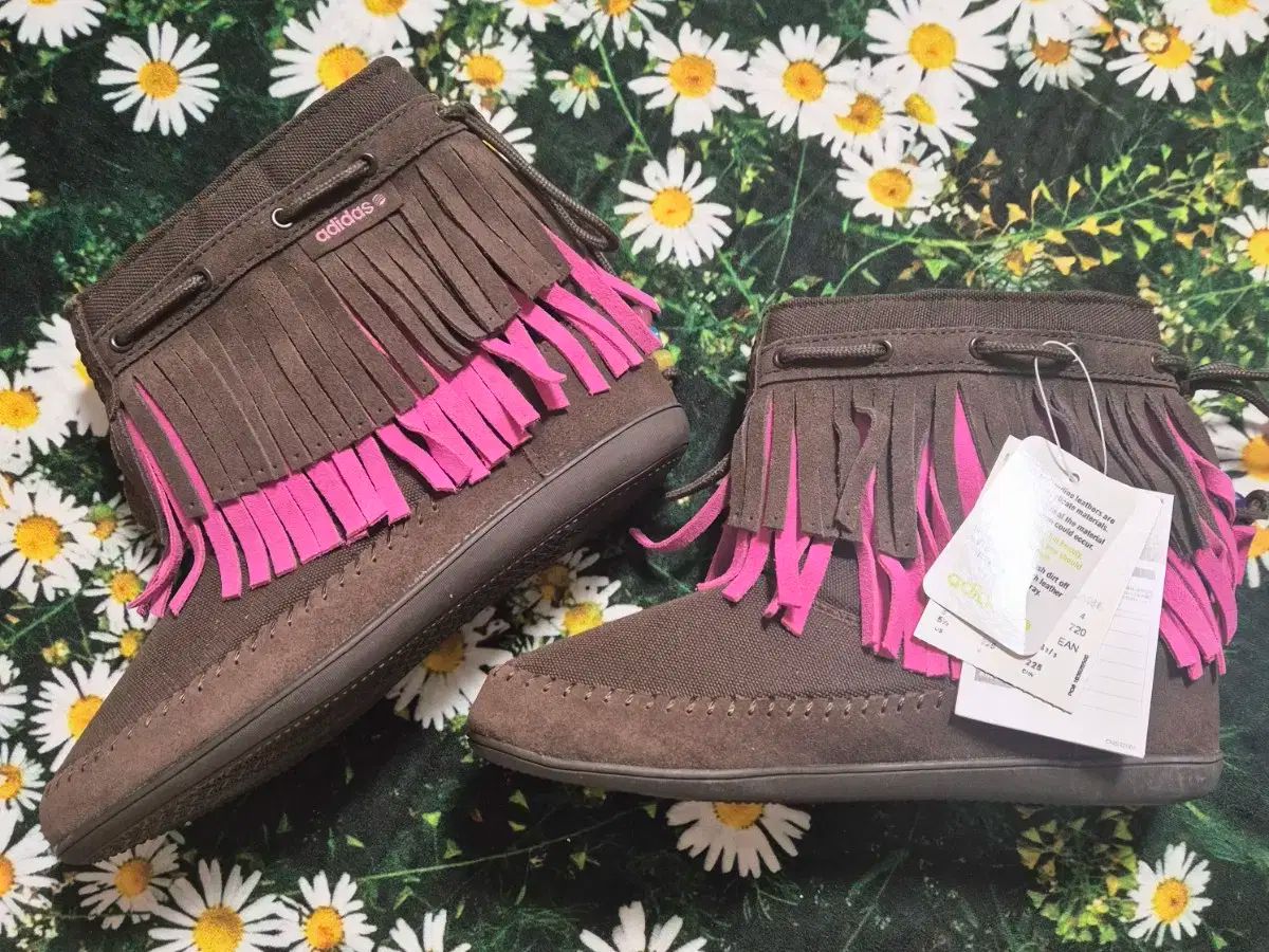 日本 adidas アディダス ブラウン ピンク フリンジ ブーツ 225