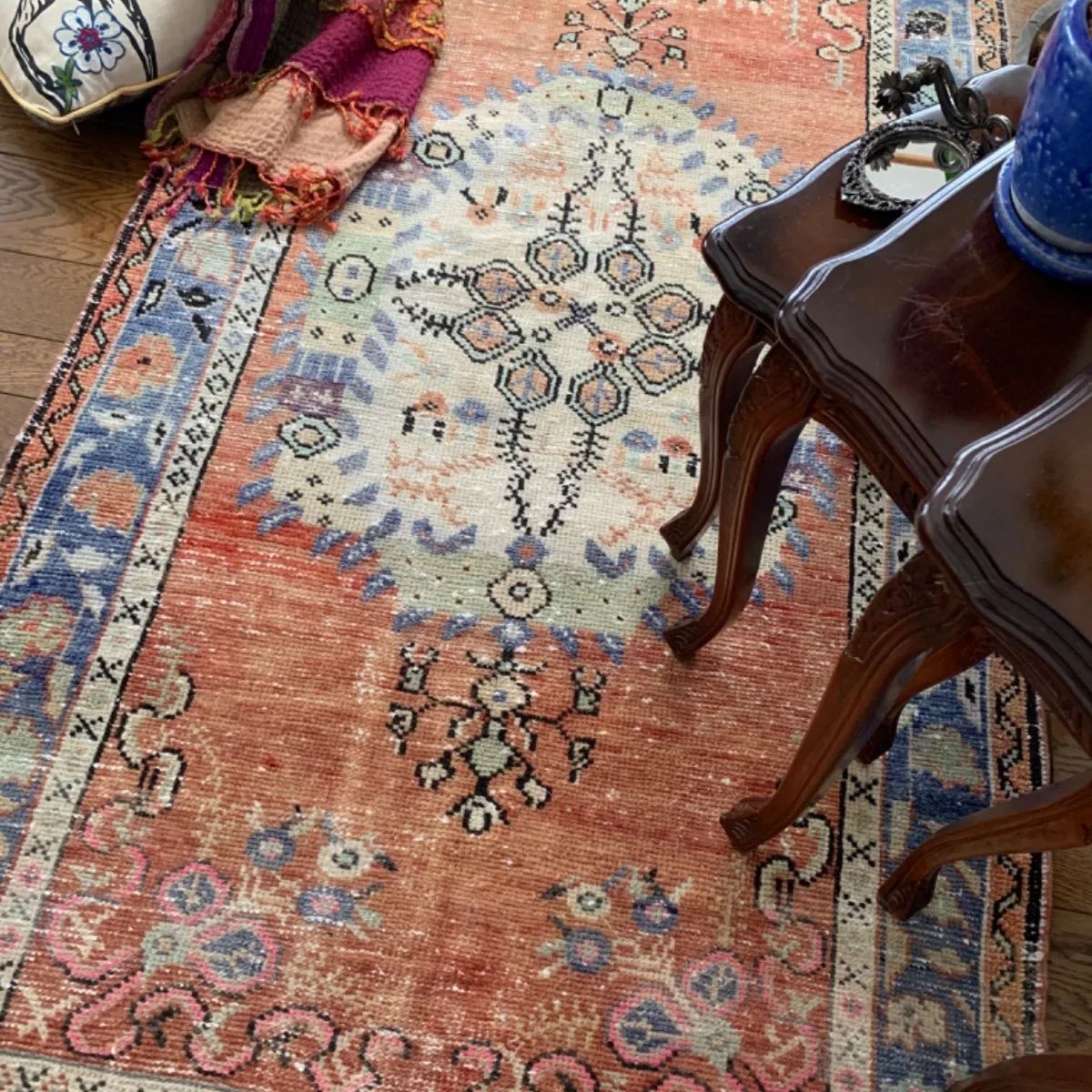 特大　超大判 274×160 マンダリンオレンジ トルコヴィンテージラグ 特大 超大判 274×160 マンダリンオレンジ トルコヴィンテージラグ