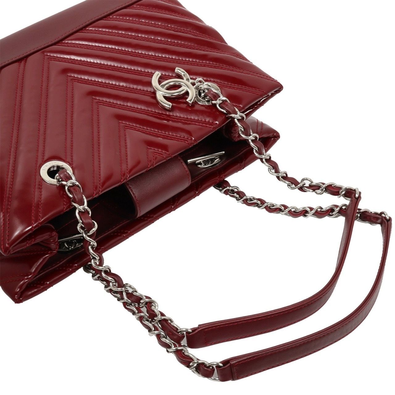 CHANEL シャネル Vステッチ シェブロン チェーン トートバッグ ワン 
