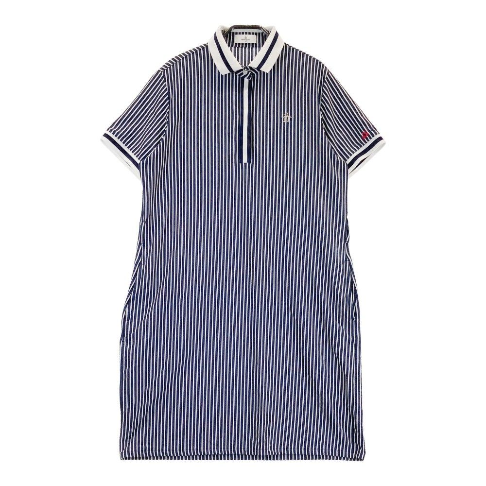 サイズ LL MUNSING WEAR マンシングウェア 2025年モデル 半袖ワンピース ストライプ柄 ネイビー系 240101437008 ゴルフウェア レディース ストスト