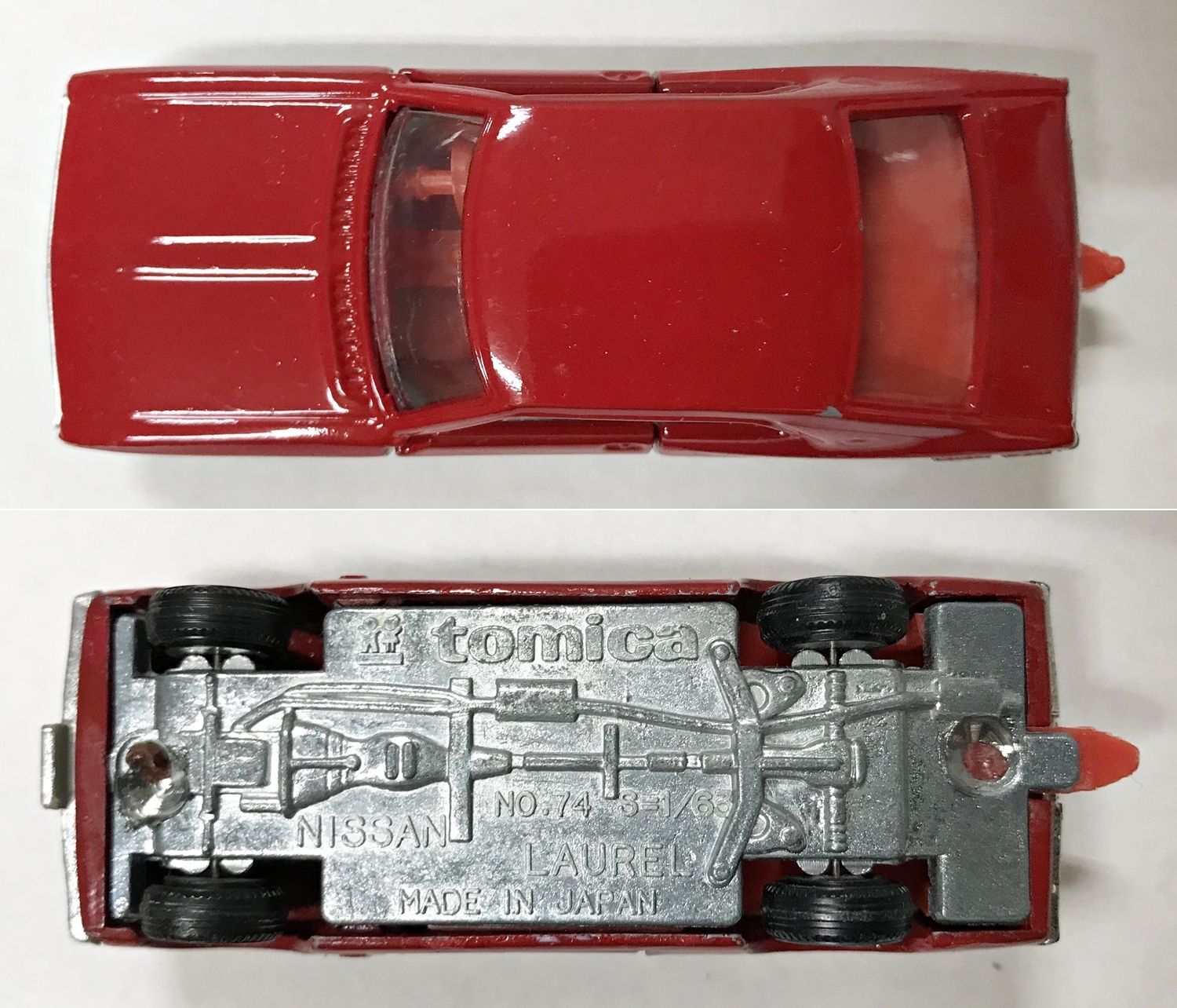 35. 1/63 №74 日産 ローレル 赤 日本製トミカ (本体のみ箱無)【併売品