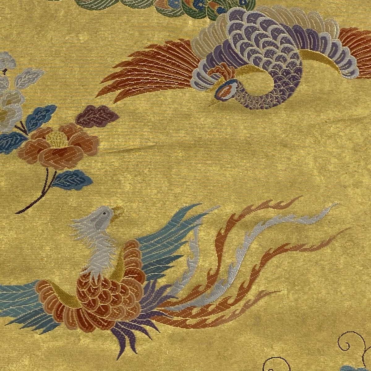 袋帯 名品 長嶋成織物 落款 瀞金錦 共箱あり 慶長文様 花鳥 本