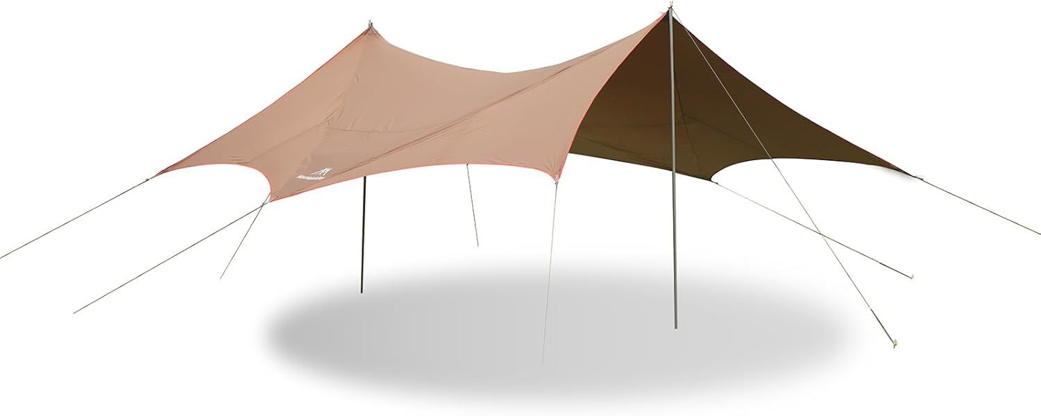 Mountainhiker 大型タープ 640×565cm シルバーコーティング210Dポリエステル UPF50 UVカット 防水3000mm 耐久性 屋外 キャンプタープ シェードタープ ビーチシェード 雨よけ用