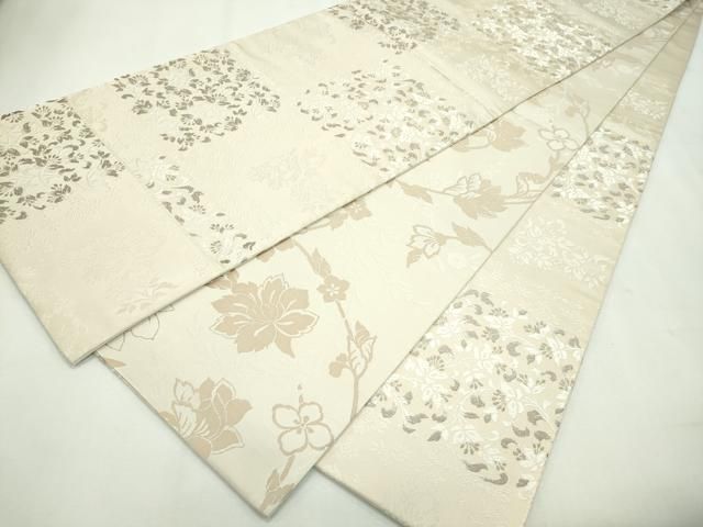 平和屋本店□極上 西陣の名門 加納幸謹製 両面 六通柄袋帯 唐織 花唐草