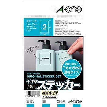 【中古】(未使用･未開封品)　エーワン 手作りステッカー 透明 2セット 29423 60wa65s