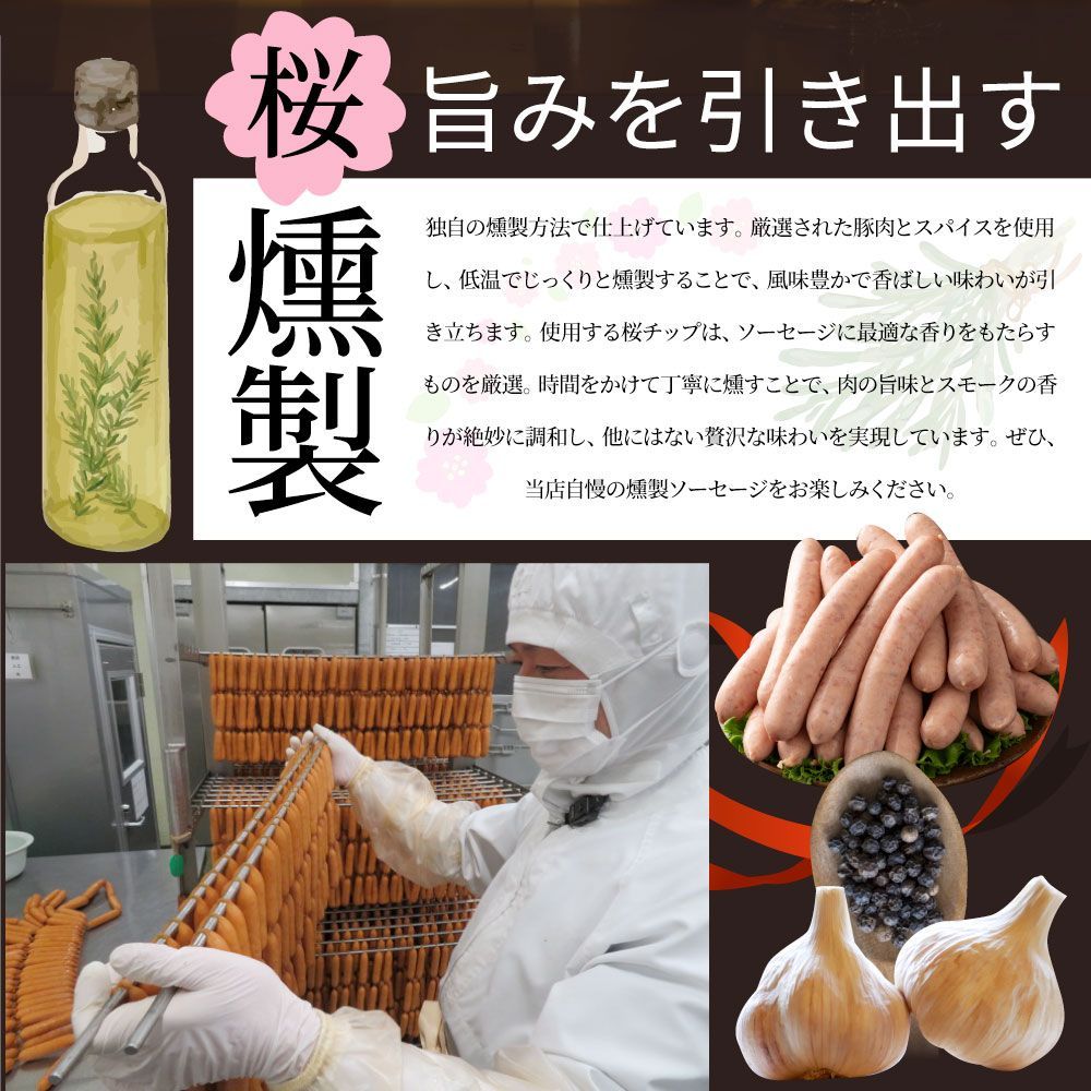 ガーリック薫る ジューシー 粗挽き ウインナー ソーセージ 2kg(200g×10 