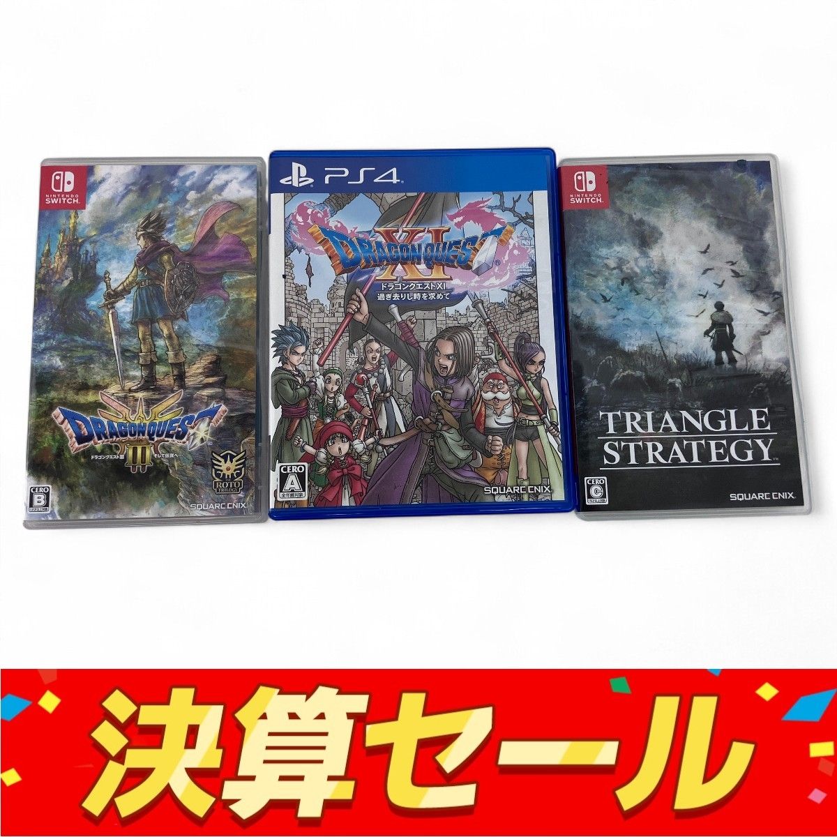 ゲームソフト Switch ドラクエ3 TRIANGLE STRATEGY|PS4 ドラクエ11 3本セット Z10126448