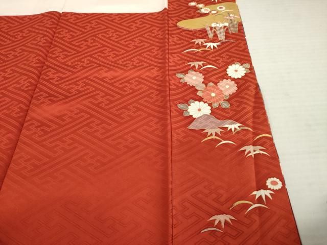 平和屋着物○豪華振袖 駒刺繍 流水風景花文 暈し染め 金彩