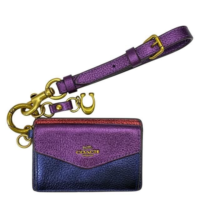 COACH】コーチ ぺブルレザー キーリング付き L字 ジップ ロゴ