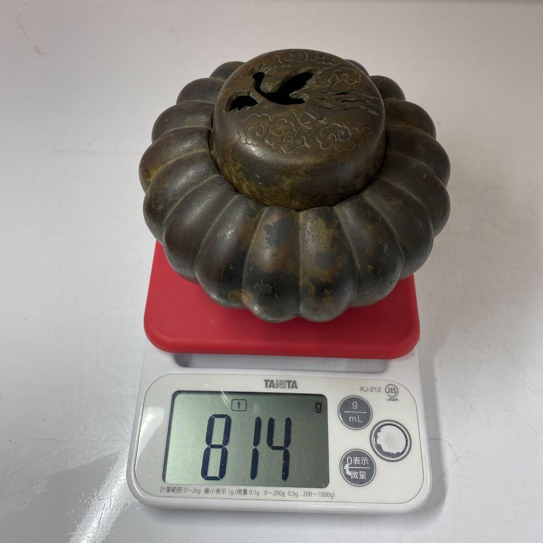 金寿堂　銅製香炉　共箱　重さ814g/高さ11㎝　東Y5-0327①☆トサト 金寿堂 銅製香炉 共箱 重さ814g/高さ11㎝ 東Y5-0327①☆トサト
