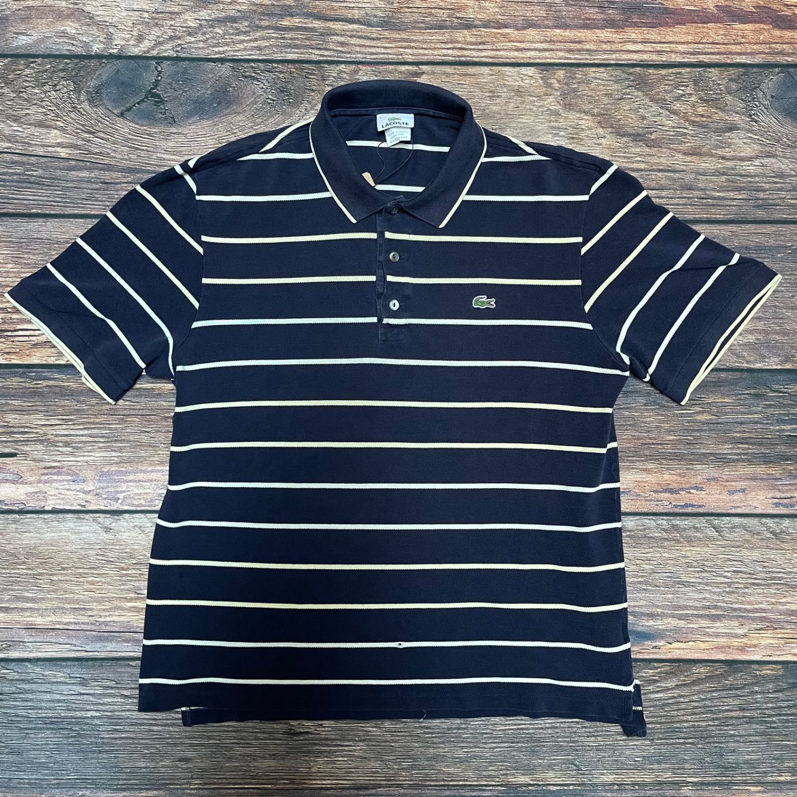 LACOSTE　ポロシャツ　ワンポイントロゴ　ボーダー　M〜L相当