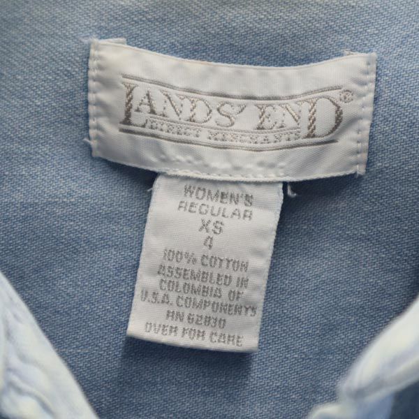 ランズエンド 90s オールド 長袖 デニムシャツ XS ブルー LANDS