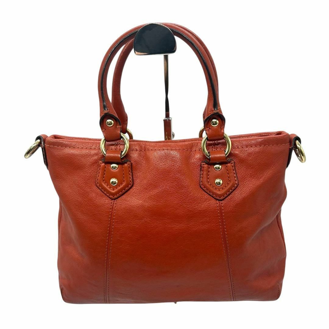 良品 1264 Coach ハンドバッグ 2way レザー レッド ゴールド金具