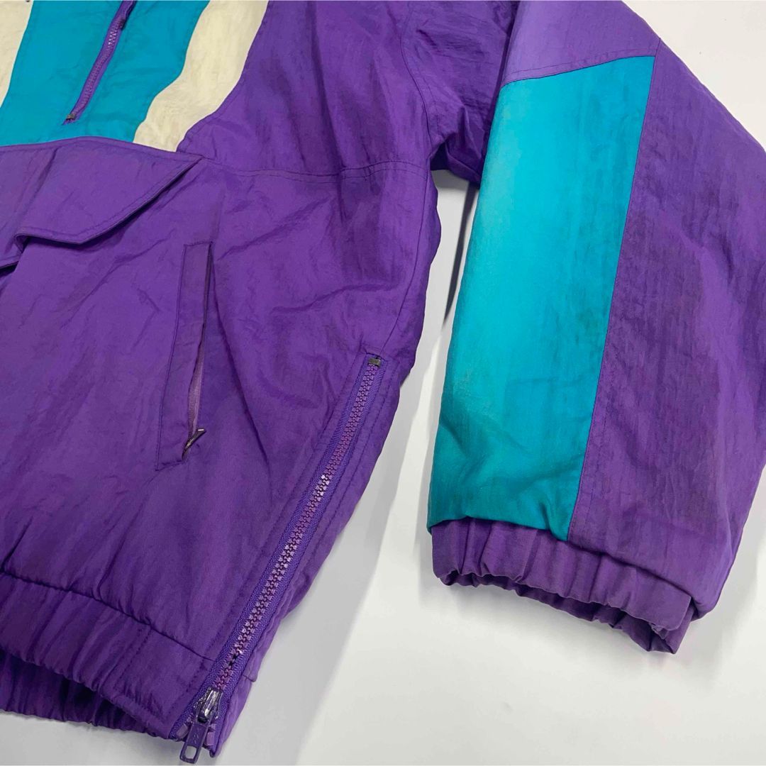 90s STARTER アノラック ナイロンジャケット パープル×ターコイズ L