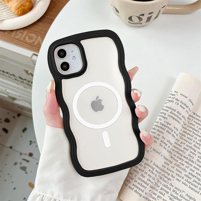 新品　うねうねスマホケース クリア いphone12 12pro ケース マグセーフ 可愛い かわいい iいphone12 マグセーフ対応ケース マグセーフ対応 おしゃれ iphone12pro ケース magsafe 対応 韓国 ウェーブ デ