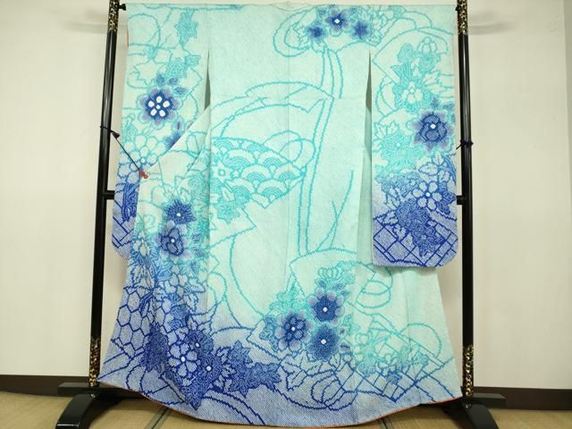 平和屋着物●豪華振袖　総絞り　草花文　暈し染め　正絹　逸品　DAAV3110du 平和屋着物○豪華振袖 総絞り 草花文 暈し染め 正絹 逸品 DAAV3110du