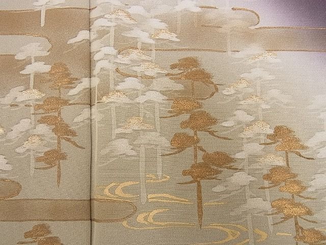 平和屋野田店□極上 創業460年・千總 訪問着 駒刺繍 浜松文 紅消鼠色