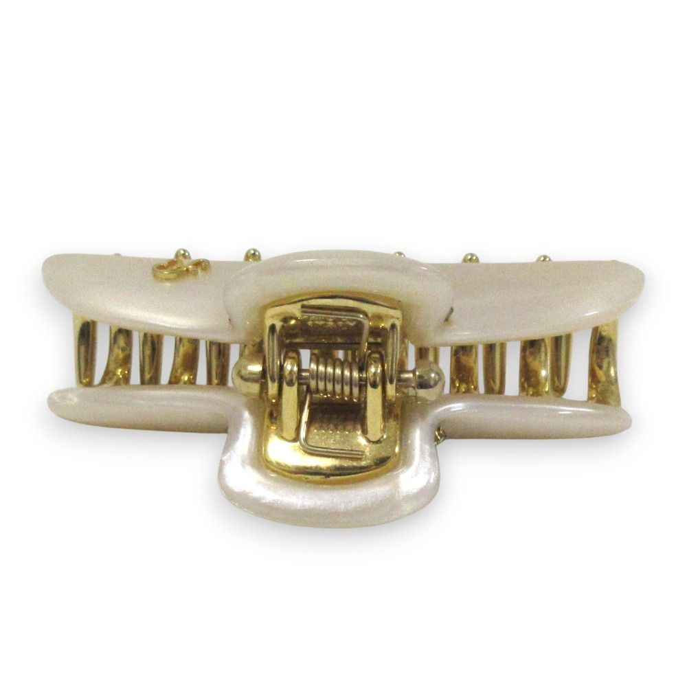 accaホワイトゴールド装飾ヘアクリップ acca ヘアクリップ ホワイト/ゴールド acca ホワイトゴールド