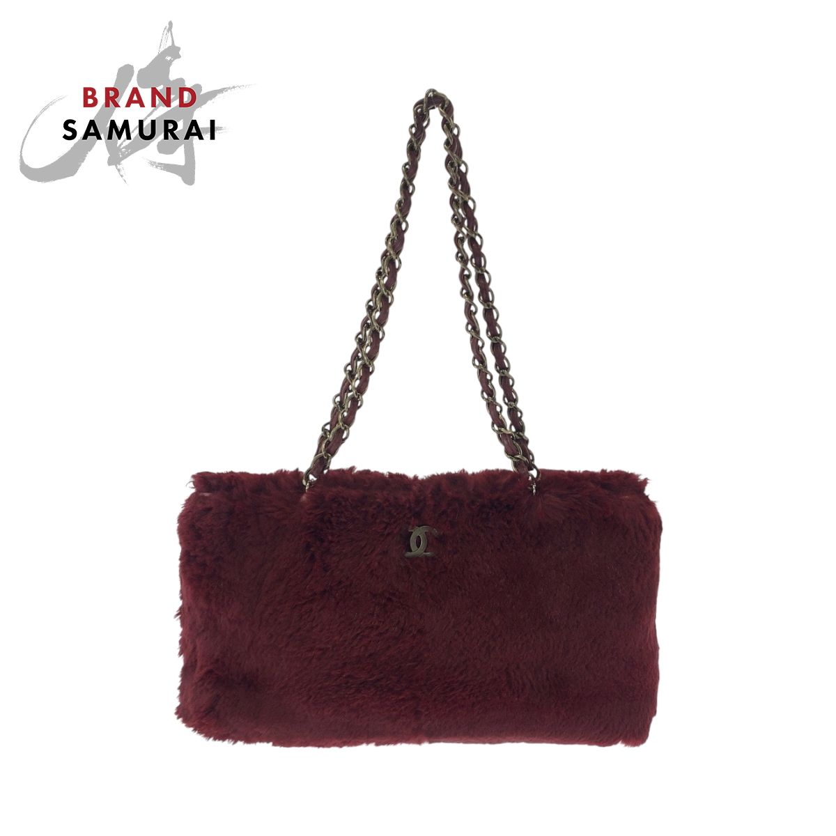 CHANEL シャネル ヴィンテージ ココマーク ラパンファー ワインレッド  