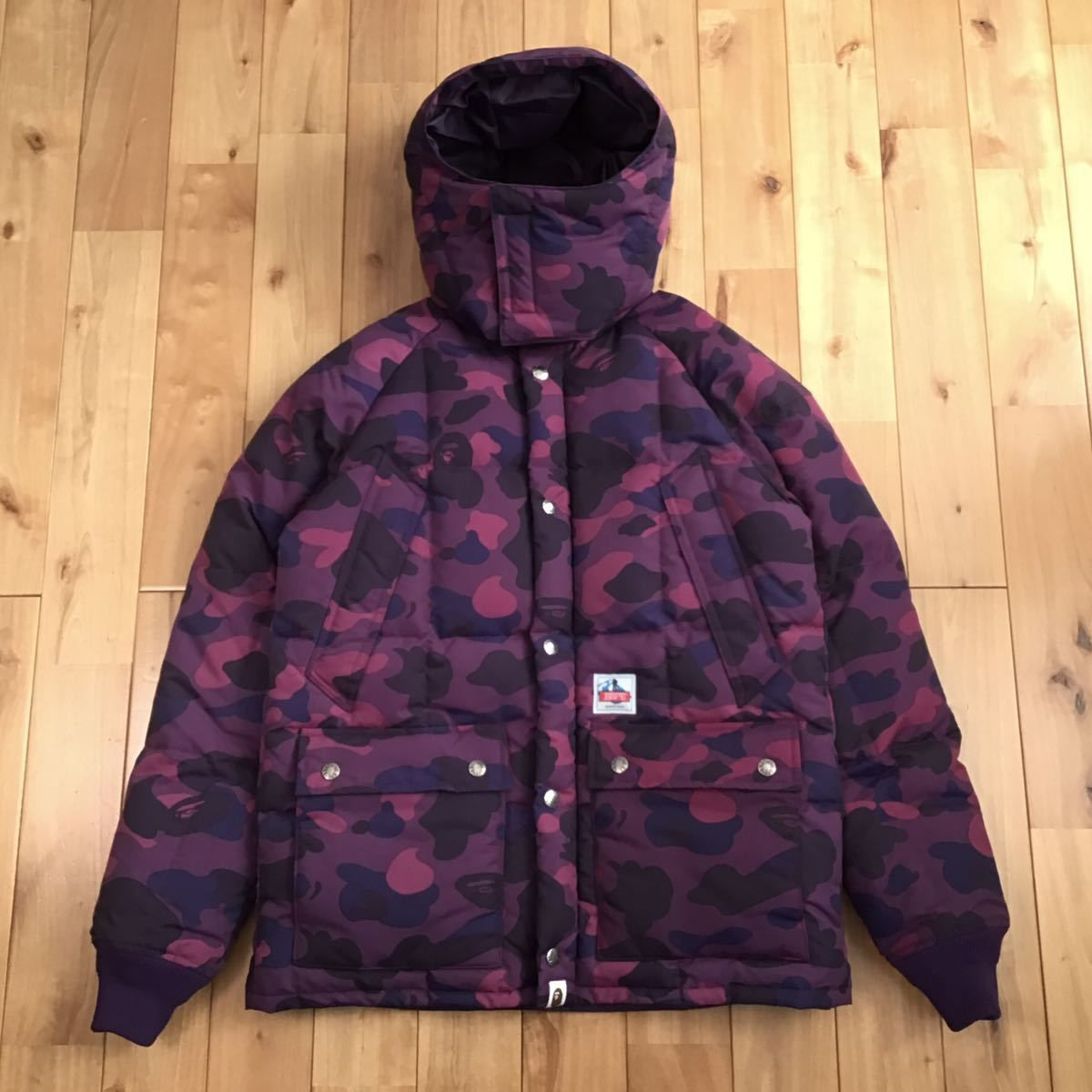 フード付き ダウンジャケット Purple camo Sサイズ a bathing ape BAPE ...