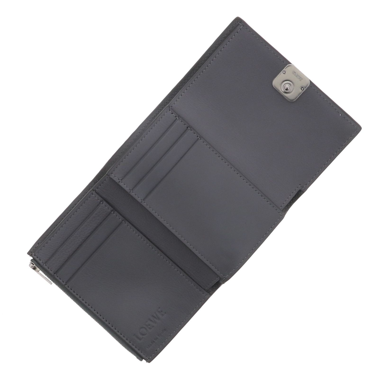 LOEWE ロエベ スモール バーティカルウォレット アスファルトグレー 財布 ロエベ アナグラム バーティカル ウォレット スモール（ペブル