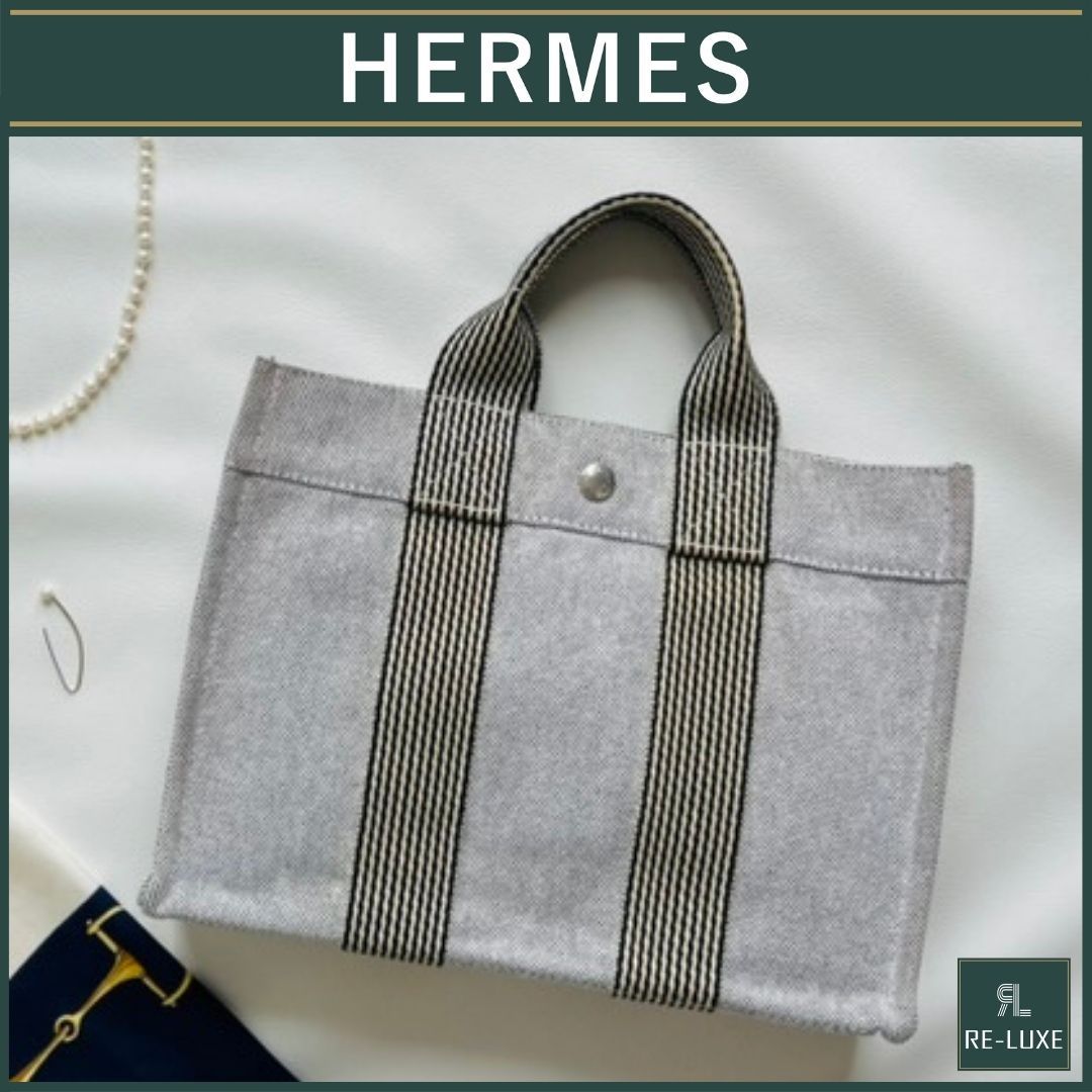 状態良好✦HERMES ニューフールトゥ PM「グレー×BLACK」トート - メルカリ
