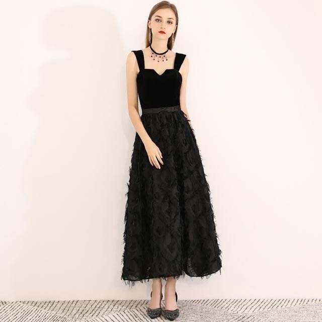 ノースリーブ ブラック 発表会 演奏会 二次会 誕生日 成人式ドレス 2019夏 ロング丈細身 着痩せ パーティードレス 上品Aライン