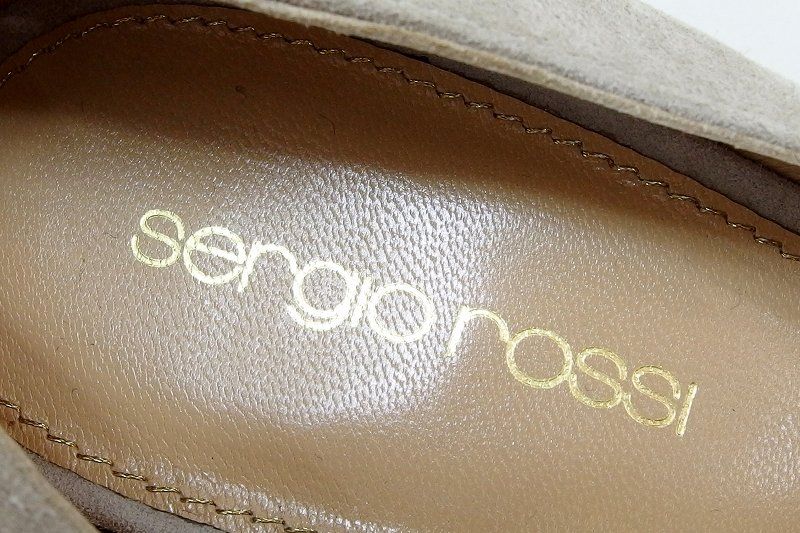 225394 Sergio Rossi セルジオロッシ ポインテッドトゥ スエード ヒール パンプス 約23.5ｃｍ 37 ベージュ KIN-KAAI_COM