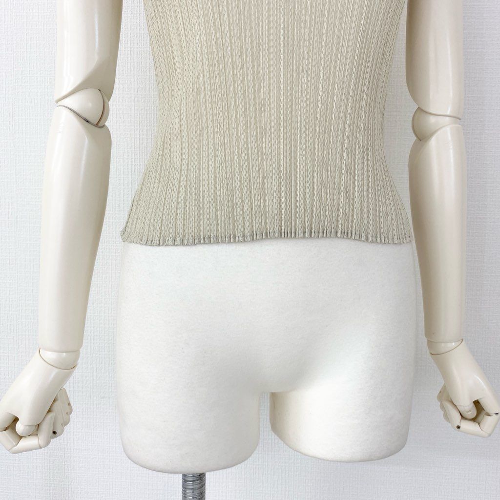 32d7 PLEATS PLEASE ISSEY MIYAKE プリーツプリーズ イッセイミヤケ 日本製 PP06-JK601 ノースリーブメッシュプリーツカットソー トップス  タンクトップ 3 ベージュ MADE IN JAPAN 32d7 PLEATS PLEASE ISSEY MIYAKE プリーツプリーズ イッセイミヤケ