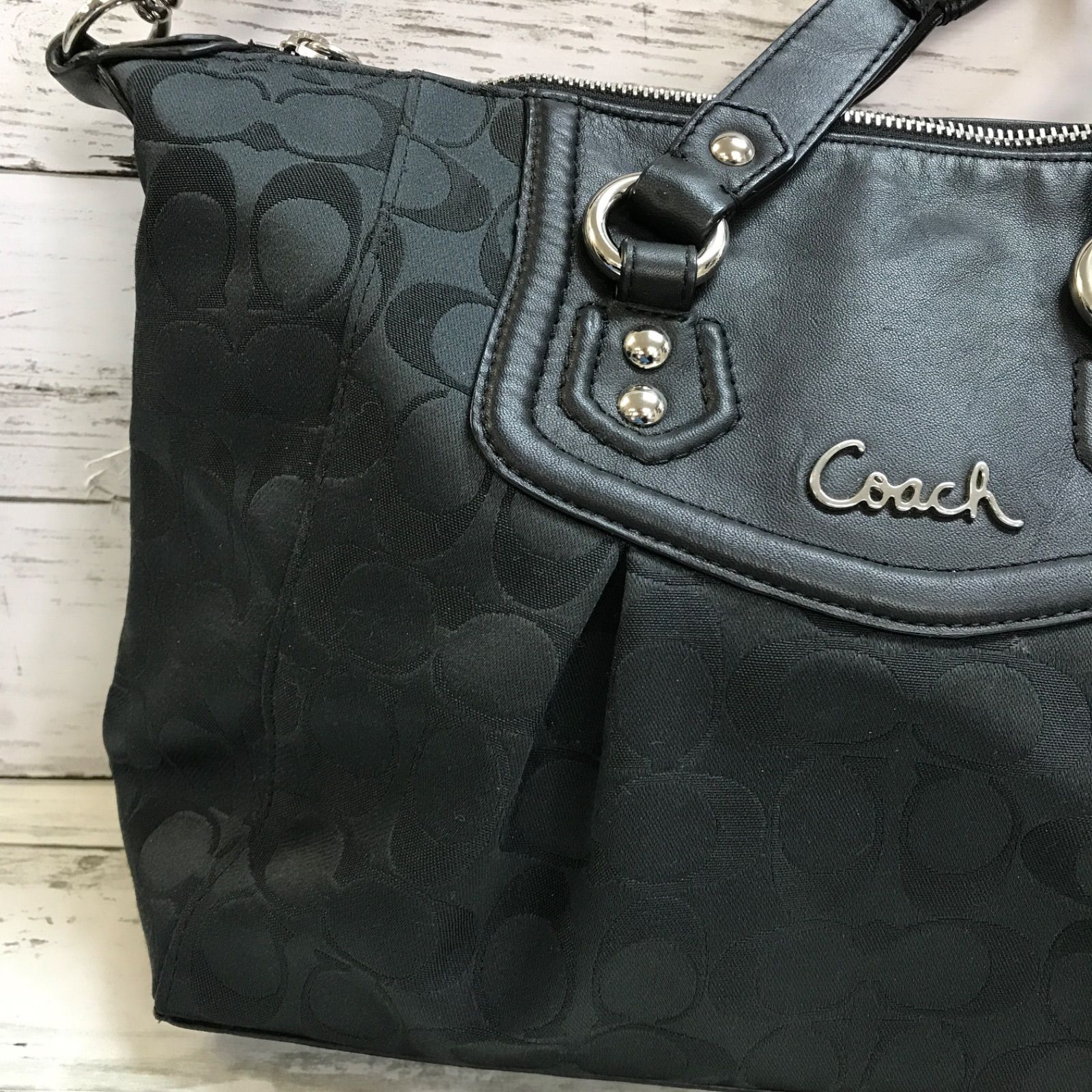 COACH Ashleyシグネチャーサテンサッチェル 2WAY ショルダーバッグ