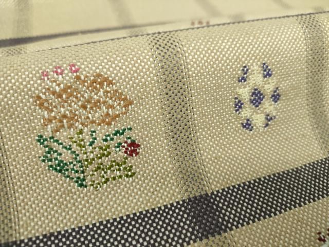 平和屋着物○八寸名古屋帯 紬地 格子花文 正絹 逸品 DAAS3175ps - メルカリ