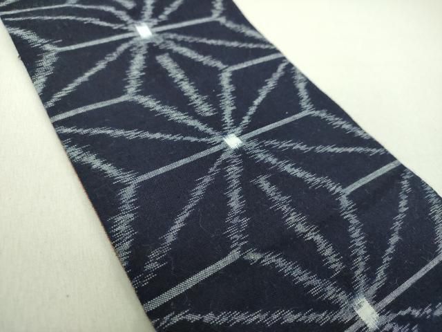平和屋着物○久留米絣 反物 下川富士男 麻の葉間道 証紙付き 着尺 綿