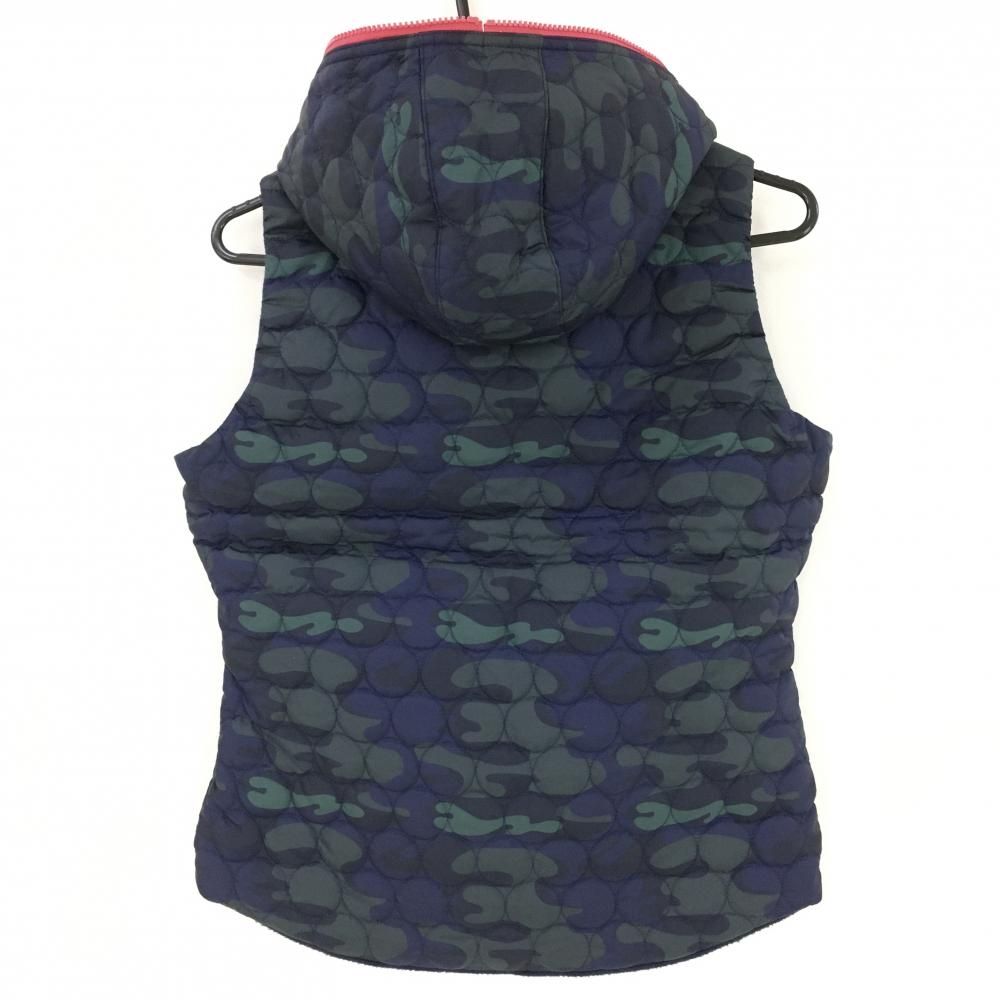 美品】アンパスィ 中綿リバーシブルベスト ネイビー×グリーン カモフラ