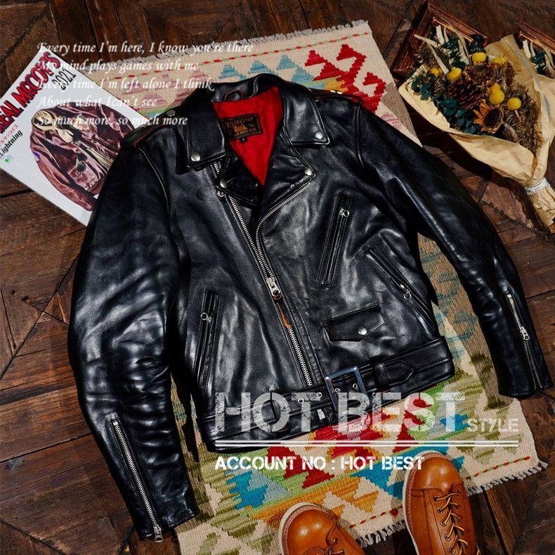 茶芯ホースハイド スタンダードスタイル メンズ 革ジャン ダブル