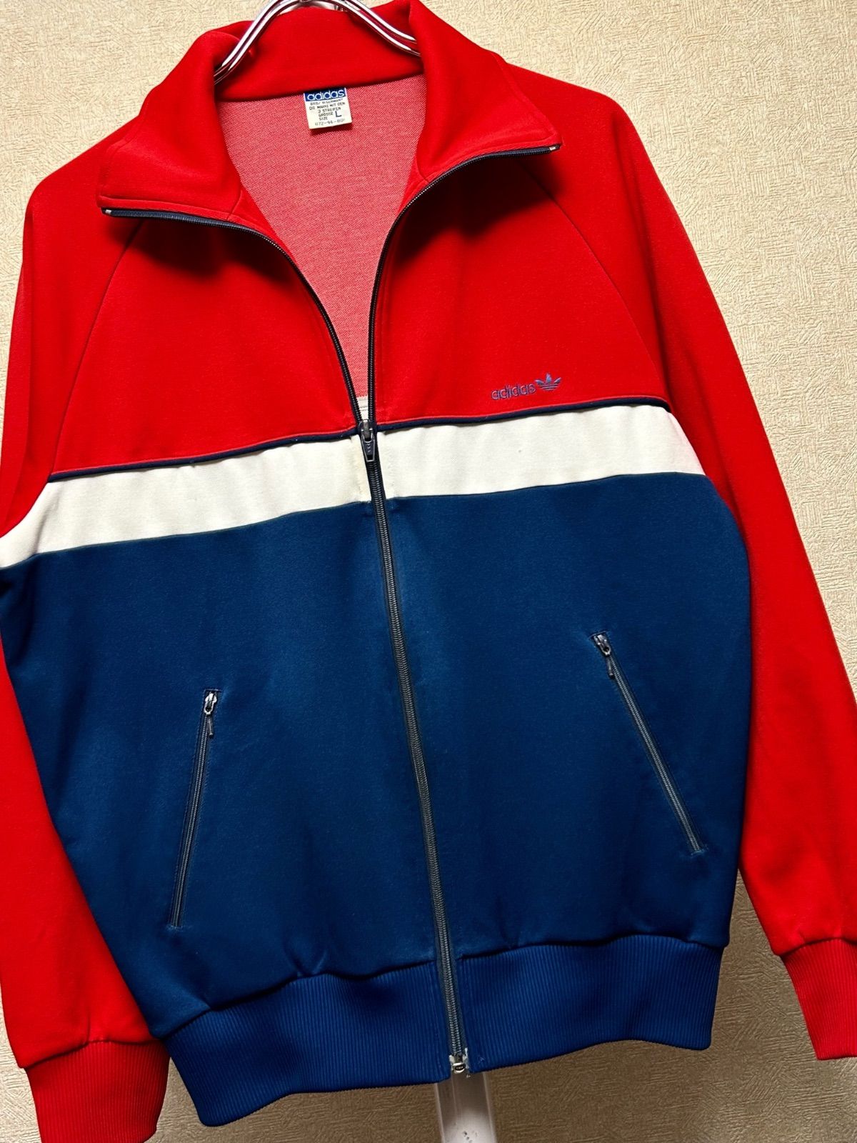 デサント製 adidas トラックジャケット 希少 80s 90s トリコロール 80年代デサントアディダス希少トリコロールカラートラック